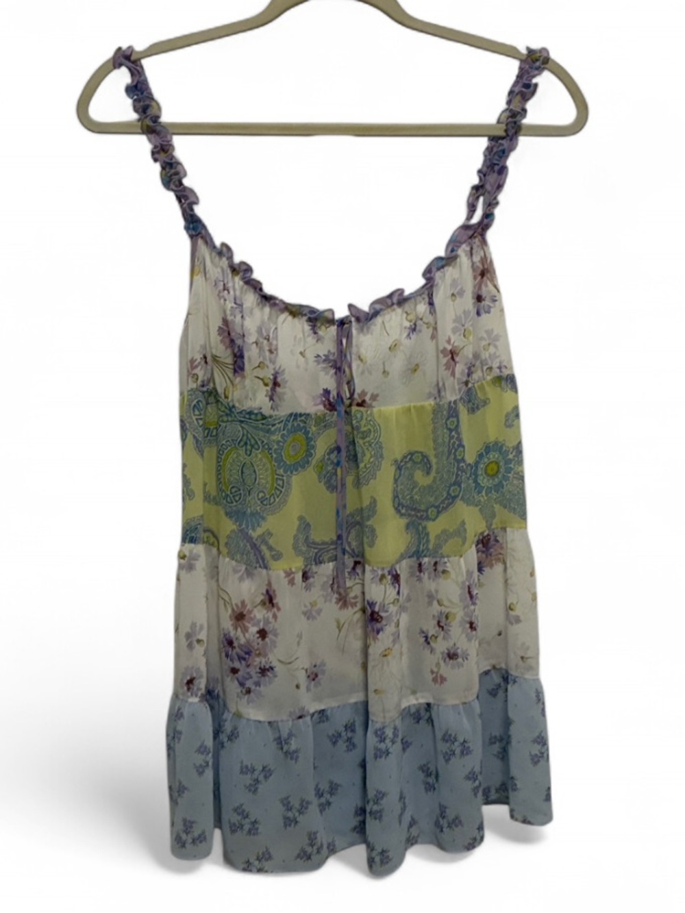 Y2K Victoria's Secret Multicolor Floral Paisley Tiered Patchwork Camisole Top